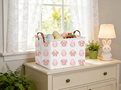 Rectangular Bow Easter basket,Easter basket empty,Storage Basket for baby Bedroom,Toy Gift Organizerm,Kids Storage Bin,Gift baskets,Easters Home Decor(Bow egg) - color: Bow egg