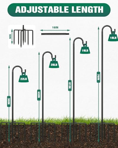 1 Pack 76 Inch Adjustable Metal Shepherd Hooks for Bird Feeder Outdoor | Heavy Duty Bird Feeder Hanger with 7 Prongs Base, for Hanging Lantern, Hummingbird Feeder, Lightweight Plant, Wind Chime - size: 1Pack 76 Inch