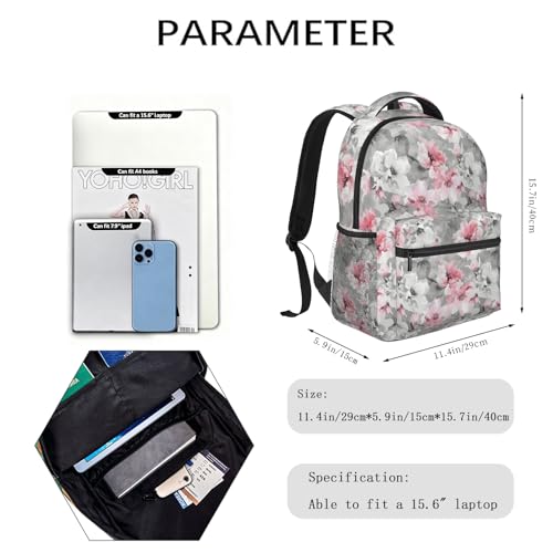 Watercolor Blossom Casual Backpack, Lightweight Laptop Bag Daypack, Pink Flower Backpacks for Women Men Teens Students, Elegant Floral Polyester Bookbag Gifts for School Work Travel Hiking - color: Blossom