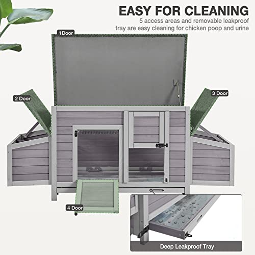 Chicken Coop Large Expandable Chicken House for Outdoor with Two Nesting Box, Leakproof Pull-on Tray and UV-Resistant Roof Panel
