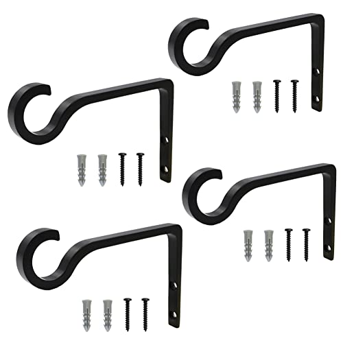 6inch Al-Alloy Hanging Plant Bracket Black 4 Pack | Hanging Bird Feeder, Lantern, Flower Basket | Rust-proof | Max 22lb Load | Shepherd Hooks | Outdoor Indoor, Screws & Anchors - color: Black(4Pack), size: 6in Aluminum Alloy