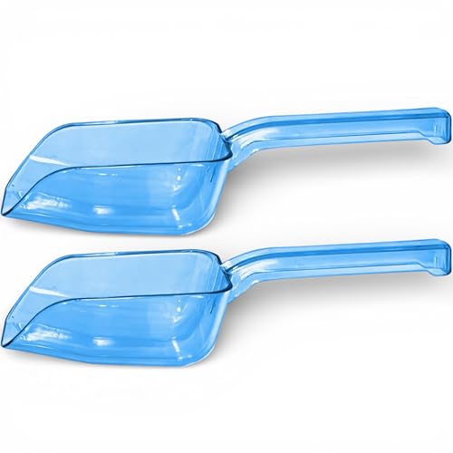 2-Pack Plastic Ice Scoop for Freezer, 8 oz Each, Clear Blue Ice Scoops | Two 8 oz small plastic ice scoops, each with a grip handle, for ice machines, ice makers, freezer bins and ice buckets