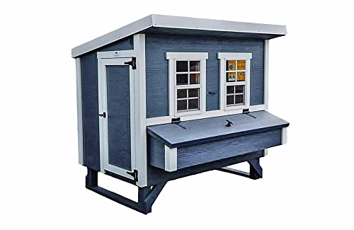 OverEZ Coastal Large Chicken Coop for Up to 15 Chickens - Nesting Box - Large Bird, Poultry and Hen House Made from Wood, Made in USA - color: Coastal