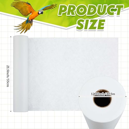 Drydiet Cage Liner for Birds 100 ft x 22 Inch Disposable Parakeet Cage Liners Precut Absorbent Bird Paper Accessories for Pet Animal Parrot Parakeet, Conure,Superior Absorbent Liner (White) - size: 100 ft x 22 Inch