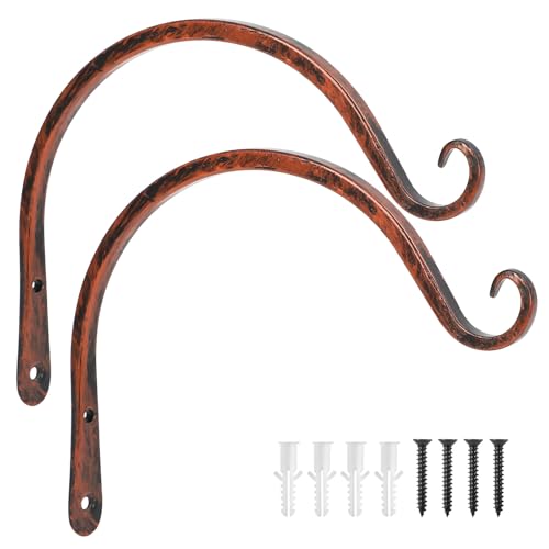 2 Pack 8 Inch Hanging Plant Bracket Wall Hooks Decorative Plant Hangers for Outdoor Hanging Bird Feeders, Wind Chimes, Plant Baskets, Antique Bronze - color: Antique Bronze, size: 8 Inch