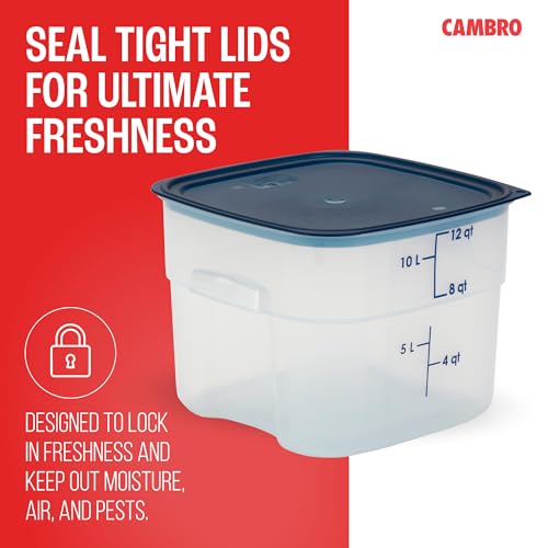 Cambro FreshPro 12 Quart (QT) Food Storage Container with Lid (Restaurant Grade) - for Food Prep, Commercial Kitchen, Pet and Dog Food Container (Translucent) - size: 12 Quart