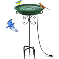 Daoeny Heated Bird Baths for Outdoors, Upgraded 100W Thermostatically Controlled Heated Bird Bath with 5-Prong Metal Base, Heated Bird Bath for Outside Winter Garden Patio Yard Lawn(Green) - color: Green