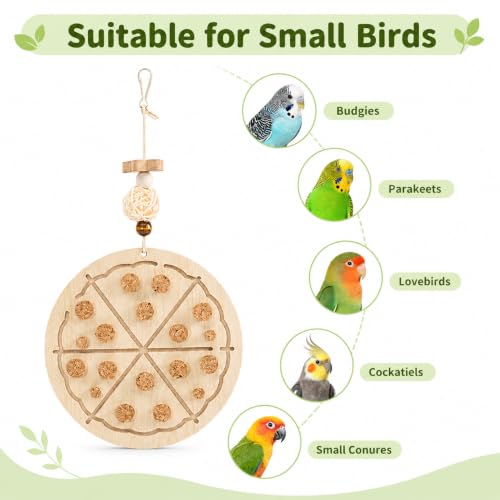 2 PCS Wooden Bird Chew Toys-6.3 X 6.3 Inch Hanging Parrot Toys with Detachable & Replaceable Corks,Foraging Toys for Cockatiels,Parakeets,Conures & Small to Medium Parrot - style: Bird Toy