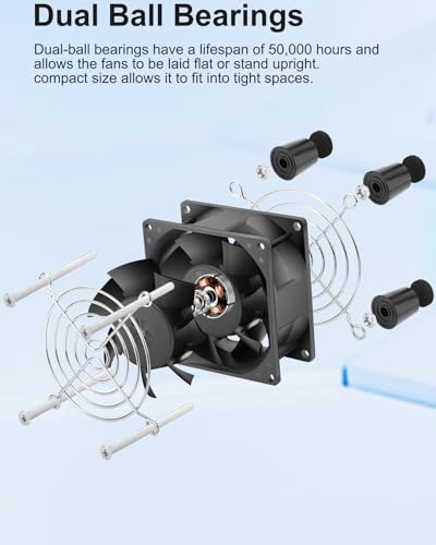 GDSTIME 80mm Small Computer Fan with AC Plug, 120V 110V Speed Controller | Dual Ball Bearing, Adjustable Speed, for DIY Cooling Ventilation Exhaust Projects, 8038 - size: 8038 w/ Speed Controller