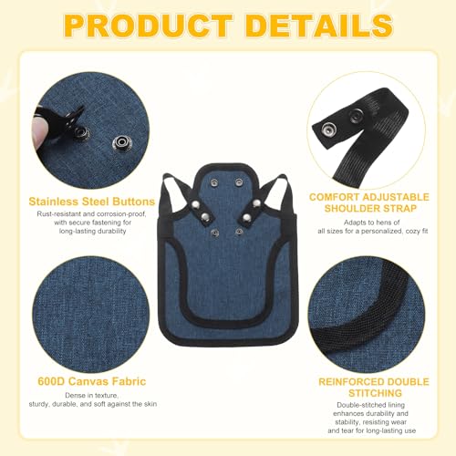 M METERXITY 4-Pack Chicken Saddle for Hens, 9.8 Inch Canvas Chicken Apron Back Protector with Adjustable Strap for Protecting Bird Back Feathers, Poultry Saver [Mixing 4 Styles D] - color: Navy Blue/Magenta/Yellow/Gray