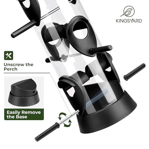 Kingsyard 2 Pack Tube Bird Feeders for Outdoors Hanging | 6-Port with 360° Feeding, No-Spill Design, 2 lb Seed Capacity, Attracts Finches & Songbirds, Garden & Backyard Decor, Black - color: Black
