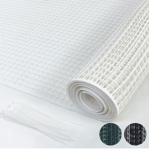 White Plastic Garden Fence, Hardware Mesh, 4' x 50' | Reusable HDPE Fence for Landscape, Tree Guards, Balcony, Deck & Stair Railings, Poultry, Animal & Pet Barrier, Cut to Size - color: White, size: 4' x 50'