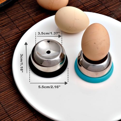 Egg Piercer Set with Stainless Steel Pin, Secret to 1-Second Shell Removal, 2-Pack Egg Hole Puncher Poker with Non-Slip Base, Blue & Green, Perfect for Hard and Soft Boiled Eggs - color: Blue,Black