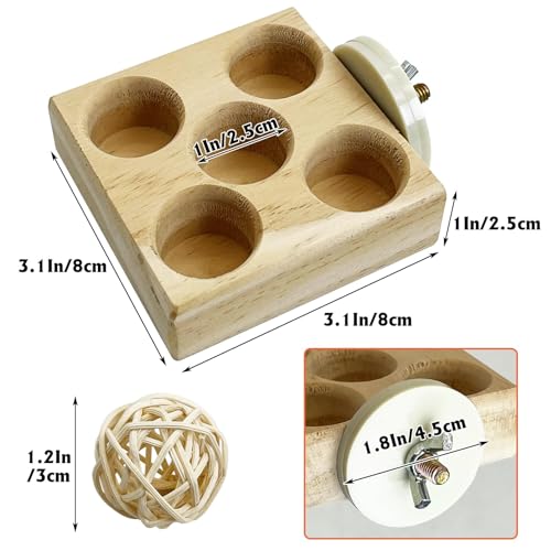 Hamiledyi Wooden Foraging Puzzle Toys for Small Birds - Interactive Parrot Toys Cage Enrichment for Conure, Parakeet, Lovebirds, Budgie, Slow Feeder Bird Activity Toys (Small)