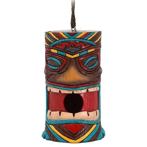 Spoontiques - Birdhouse - Garden Décor - Decorative Bird House for Yard and Garden Decoration - Hanging Novelty for Outdoor Patio - Tiki Birdhouse - color: Tiki