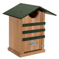 Screech Owl House Cedar Nesting Box with Poly Lumber Roof, Saw-Whet Owl Box for Outside, Drainage Ventilation, Easy Cleanout, Made in USA, Green - color: Green