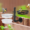Urban Deco Wall Mounted Bird Feeder With Detachable Tray and 2 Water Bowls for Balcony, Yard, Fence, and Tree - Black - color: wall mounted bird feeder black