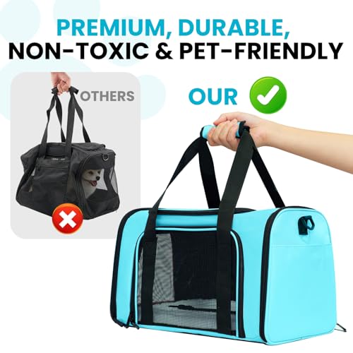 Soft-Sided Cat Carrier 18x11x11 in Expandable Travel Pet Bag 15LBS | For Cats and Small Dogs with Anti-Scratch Mesh Washable Mat Collapsible Escape-Proof Airline Approved with Shoulder Strap - color: Blue, size: 11.0"L x 11.0"W x 18.0"H