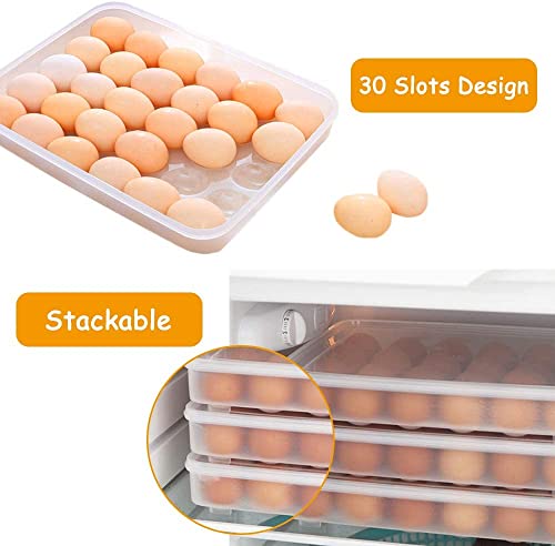 Covered Egg Holder for Refrigerator,30 Deviled Egg Tray with Lid,Plastic Egg Containers,Fridge Egg Dispenser Egg Storage Box - style: Clear-30 eggs