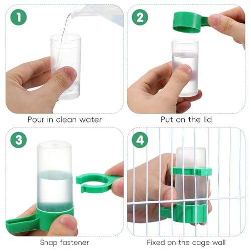 10 Pcs Mini Bird Water Dispenser for Cage, 2 OZ Automatic Gravity Bird Waterer Feeder Bottle, No Mess Small Parrot Drinking Bowl for Finch, Canary, Budgie, Quail, Breeding Aviary Supplies