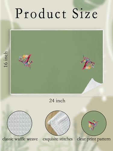 Hummingbird Green Bathroom Hand Towels for Guest - Floral Bird Decorative Kitchen Hand Towel, Spring Summer Decor, Hummingbird Gifts for Women Unique, Housewarming Gift Idea New Home406 - color: Hummingbird010