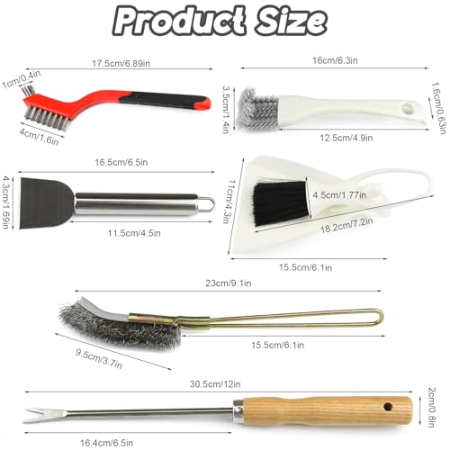 6PCS Bird Cage Cleaning Brush Kit Stainless Bird Cage Cleaner Tools Set Accessories for Small Medium,Large,Tall,Stainless Steel,Parakeet,Budgie,African Grey Parrot,Cockatoo Birds Cages Accessories
