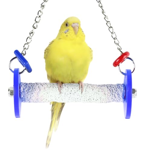 Sweet Feet and Beak Roll Bird Swing, Small, Outdoor Pedicure Perch, Blue | Ceiling Mount, 7" Outdoor Bird Perch with Break Plastic Ends and Rings, Feet and Muscle Stimulation, Available in 5 Sizes - color: Blue, size: 7.5" Small