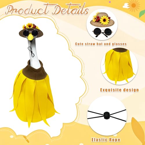 Porch Goose Statue,20" Large Resin Figurine Indoor & Outdoor Garden Decor | Goose Sculpture with Sunflower Banana Outfit & Sunglasses,Holiday Pool/Patio/Lawn Decoration Housewarming Gifts - style: banana skirt goose