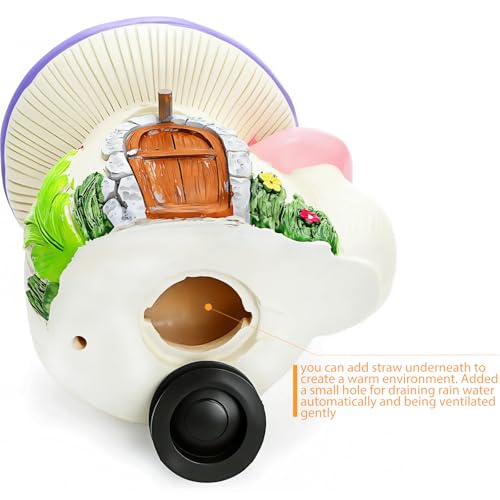 WUWEOT Garden Bird House for Outside Clearance, Resin Hanging Birdhouse, Decorative Mushrooms Humming House, Bird Blue Wren Finches Bluebird Nesting for Home Garden Yard Patio Outdoor