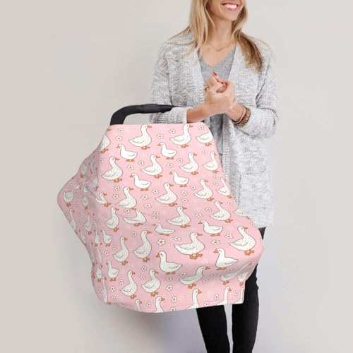 Pink Goose Baby Stuff Car Seat Cover for Baby,Mom Nursing Breastfeeding Covers,Multi-Use Car Seat Canopy Carrier Cover,Stroller Cover Newborn Shower Gift for Boys Girls - color: pink goose