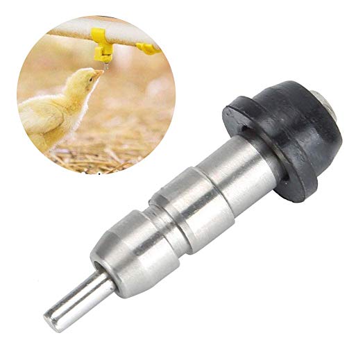 Fdit Poultry Chicken Drinker, Stainless Steel and Rubber, 360 Degree Water Nipples, 10 Pack, 3cm Length