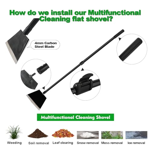 Floor Scraper Garden Shovel, Cleaning Remove Long Handle Tool 88in | Sturdy Tile Scraper for Ice, Tiles, Ceiling, Concrete, Tape, Glue, Wallpaper - Heavy Duty Sharp Blade (4mm Thickness)