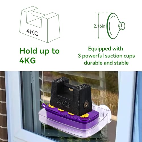 2 Pack Window Hummingbird Feeder with Strong Suction Cup, Plastic Hummingbird Feeders for Outdoors, Built-in Moat,Easy to Clean and Refil (10oz) (2, Purple) - color: Purple, size: 2 Pack