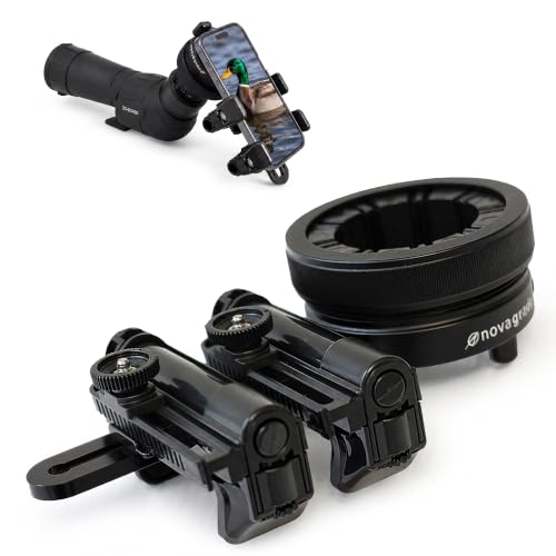 Universal Spotting Scope Phone Adapter, Double Grip, Made in USA | Phone mount for binoculars, telescopes & scopes. Secure digiscope phone adapter, multi-camera compatible, case friendly.