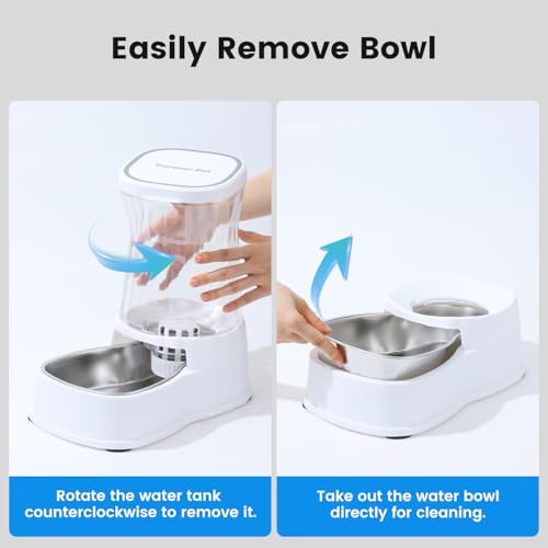 Gardner Pet Automatic Dog Water Dispenser Gravity Stainless Steel Water Waterer Feeder, Large Capacity Water Feeding Bowls for Medium & Large-Sized Dogs Cats Other Pets -(2.1 Gallon) - color: White, size: 2.1 Gallon