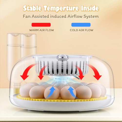 Sailnovo 18 Eggs Incubators for Hatching Egg with Auto Water Filling | Egg Turning,Egg Candler,ncubator for Chicken Duck Quail Eggs,Temperature Control,Ideal for Year-round incubation - color: Grey-White-Yellow, size: Hatch 18