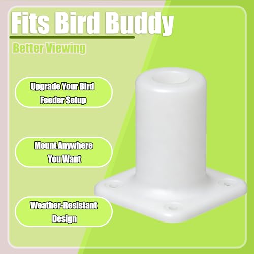 Bird Feeder Pole Mount Bracket Compatible with Bird Buddy Smart Bird Feeder | Fence/Wall/Post Mounting Bracket (White)