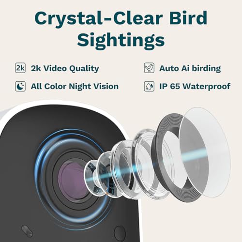 Smart Bird Feeder with Camera Solar Powered 2K UHD Video | AI Identification 10,000+ Bird Live Instant Arrival Alerts and Real-Time Motion Detection Weatherproof Bamboo for Outdoor - color: Dark Brown