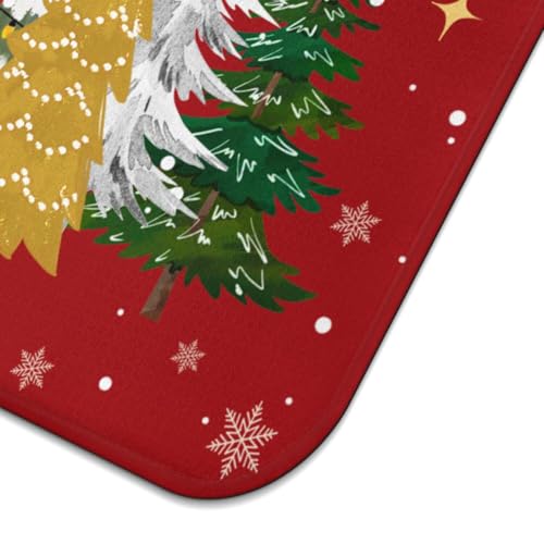 Christmas Kitchen Countertop Dish Drying Mat,Red Christmas Tree Snowflake Pattern Microfiber Kitchen Drying Mat, Washable Absorbent Countertop Xmas Winter Holiday Dish Mat Drainer,16x18In - color: christmas, size: 16" x 18"