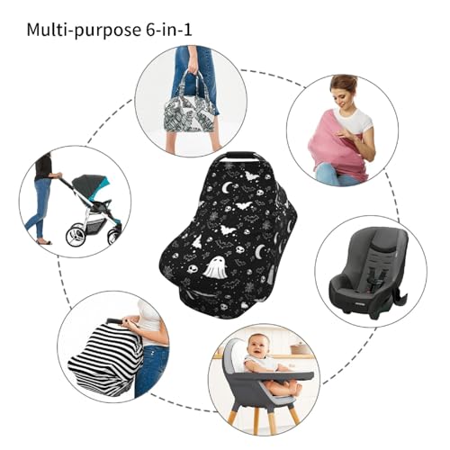 Gothic Halloween Baby Car Seat Covers Goth Baby Stuff Multi-use Carseat Canopy for Boys and Girls Stretchy Infant Carseat Cover Shower Gifts - color: goth
