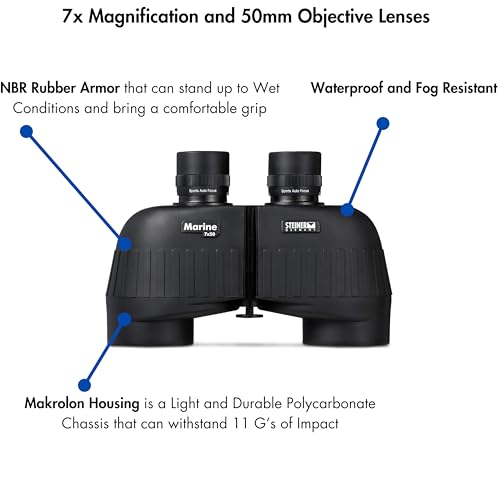 Steiner Marine Binoculars for Adults and Kids, 7x50 Binoculars for Bird Watching, Hunting, Outdoor Sports, Wildlife Sightseeing and Concerts - Quality Performance Water-Going Optics, Black