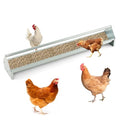 45 Inches Long Chicken Feeding Trough, Heavy Duty Galvanized Steel Chicken Feeder with Crossbar and Drainage Holes, Large Capacity Poultry Feeder Trough for Duck Geese Pigeon