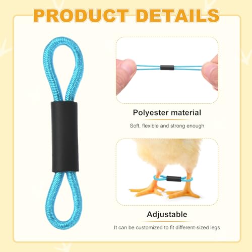 M METERXITY 100-Pack Adjustable Chick Leg Bands, 1.38" x 0.2" Polyester Chicken Leg Brace for Chicks/Ducks/Birds [Blue] Poultry Leg Bands - color: Blue