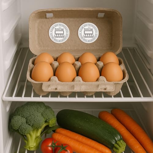 320 Pcs Farm Fresh Eggs Carton Labels, 2 Inch Round Washed Eggs Labels Self-Adhesive Egg Packaging Stickers for Chicken Egg Box Container Farm Supplies - color: Washed Eggs