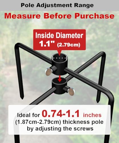 Pole Stabilizer Stand Base with 4 Prongs for Outdoor Bird Feeder Pole, In-Ground Support Applies to 0.74” to 1.1” Shepherds Hook, Black, 1 Pack, Measure Before Purchase - size: M