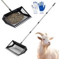 Goat Pooper Scooper & Manure Rake, Heavy Duty Metal Sifter Shovel with Adjustable Long Handle, Specially Designed for Goat Stall Cleaning, Farm Livestock Waste Pickup Tool with Gloves (40–71")