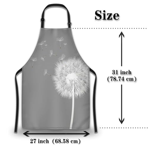 Cooking Apron for Women Dandelion Kitchen Aprons for Men for Kitchen Restaurant BBQ Painting Crafting Gardening 27” (W) x 31” (H), Waterproof Apron - color: Dandelion