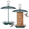2 Pcs Cylinder Bird Feeder Outdoor Seed Cake Feeder Metal Suet Cake Holder Backyard Wild Bird Feeding Feeders for Outdoors Garden (Dark Green) - color: Dark Green