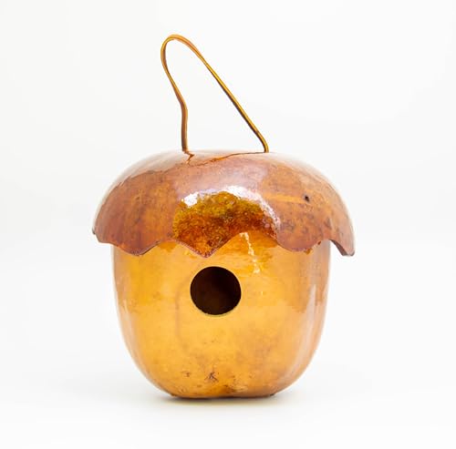 Handmade Acorn Gourd Birdhouse – Natural Hanging Bird House for Wrens and Small Birds, Outdoor Garden Décor