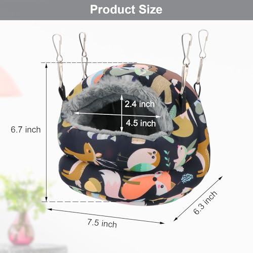 Bird Nest House Winter Warm Bird Bed Hanging Hammock Snuggle Hut for Parakeets Budgies Cockatiels Conures Quaker Parrot (Small, Black) | Soft fleece warm, plastic support plate anti-collapse, removable washable pad, dual mount, for parakeets/cockatiels/co